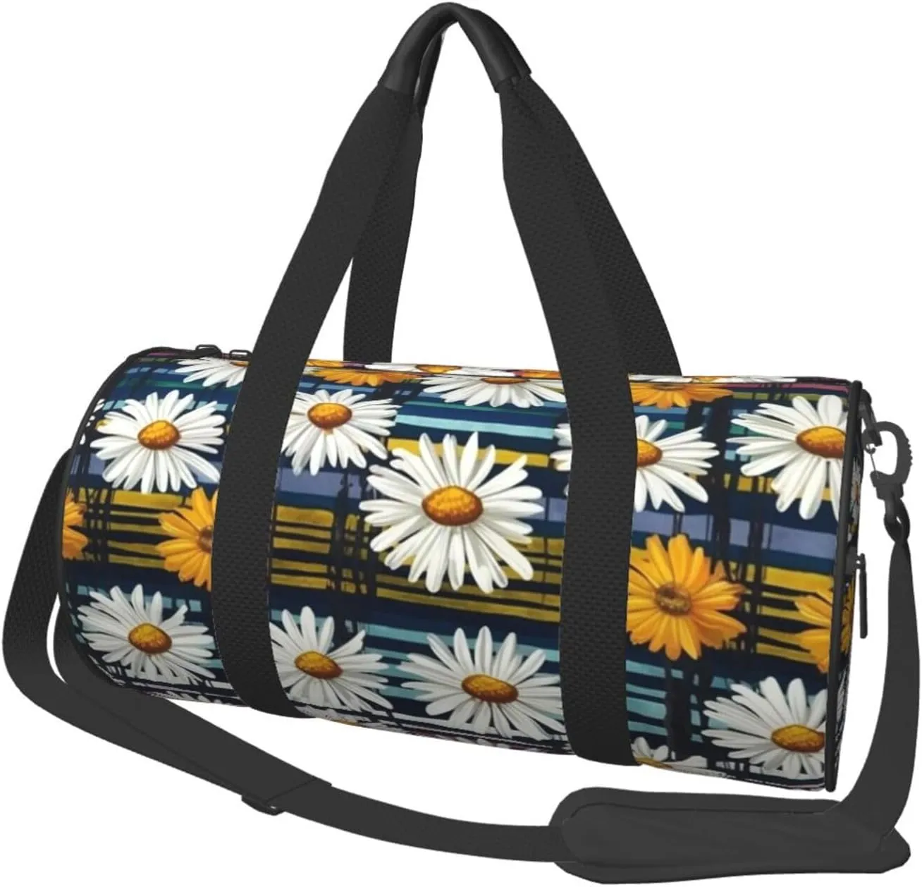 Travel Duffel Bag Daisies And Stripes Weekender Overnight Bag For Men Women Large Capacity Sports Gym Bag Canvas Carry On Tote Bags For Travel Yoga