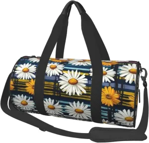 Travel Duffel Bag Daisies And Stripes Weekender Overnight Bag For Men Women Large Capacity Sports Gym Bag Canvas Carry On Tote Bags For Travel Yoga