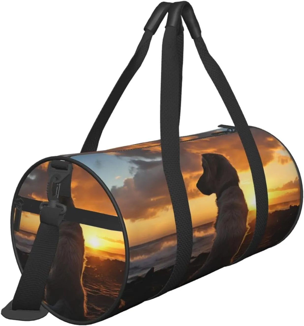 Travel Duffel Bag Dog And Sunset Weekender Overnight Bag For Men Women Large Capacity Sports Gym Bag Canvas Carry On Tote Bags For Travel Yoga
