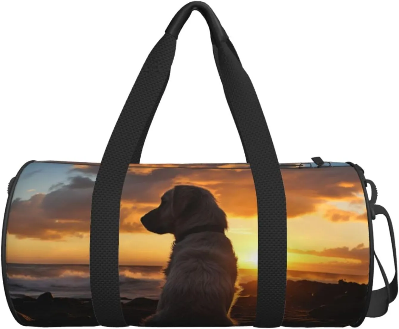 Travel Duffel Bag Dog And Sunset Weekender Overnight Bag For Men Women Large Capacity Sports Gym Bag Canvas Carry On Tote Bags For Travel Yoga