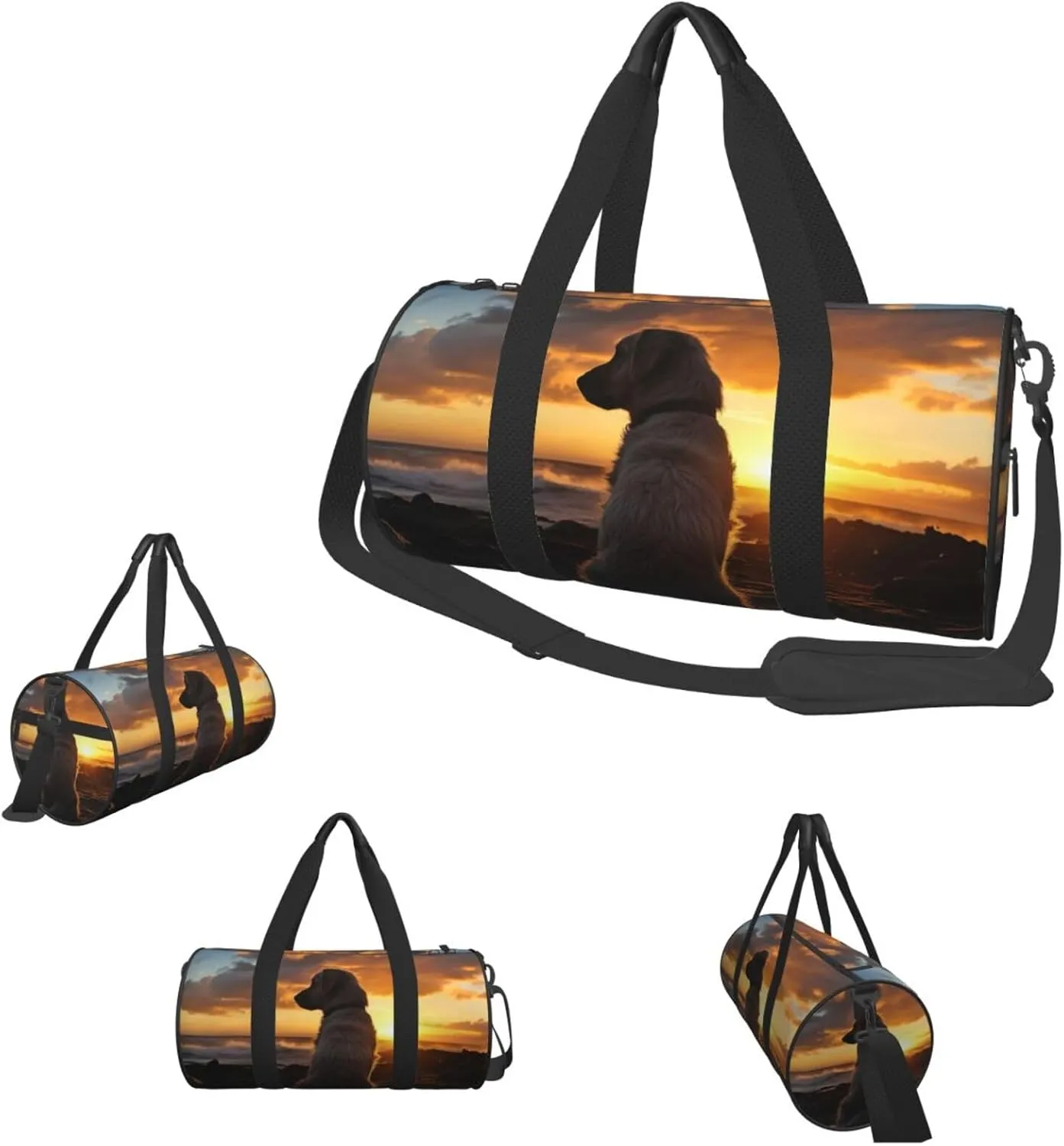 Travel Duffel Bag Dog And Sunset Weekender Overnight Bag For Men Women Large Capacity Sports Gym Bag Canvas Carry On Tote Bags For Travel Yoga