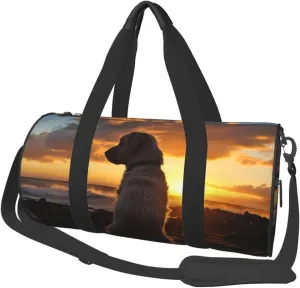 Travel Duffel Bag Dog And Sunset Weekender Overnight Bag For Men Women Large Capacity Sports Gym Bag Canvas Carry On Tote Bags For Travel Yoga