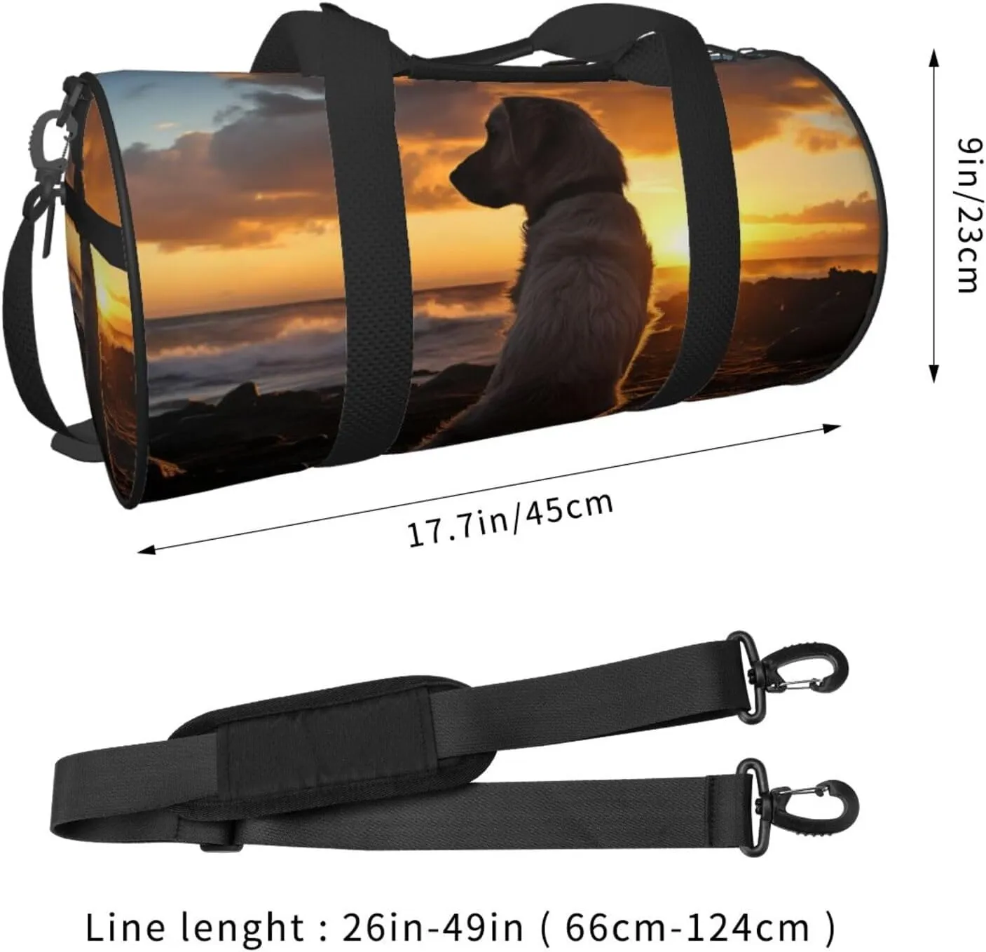 Travel Duffel Bag Dog And Sunset Weekender Overnight Bag For Men Women Large Capacity Sports Gym Bag Canvas Carry On Tote Bags For Travel Yoga