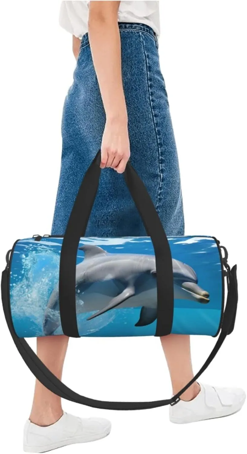 Travel Duffel Bag Dolphin Weekender Overnight Bag For Men Women Large Capacity Sports Gym Bag Canvas Carry On Tote Bags For Travel Yoga