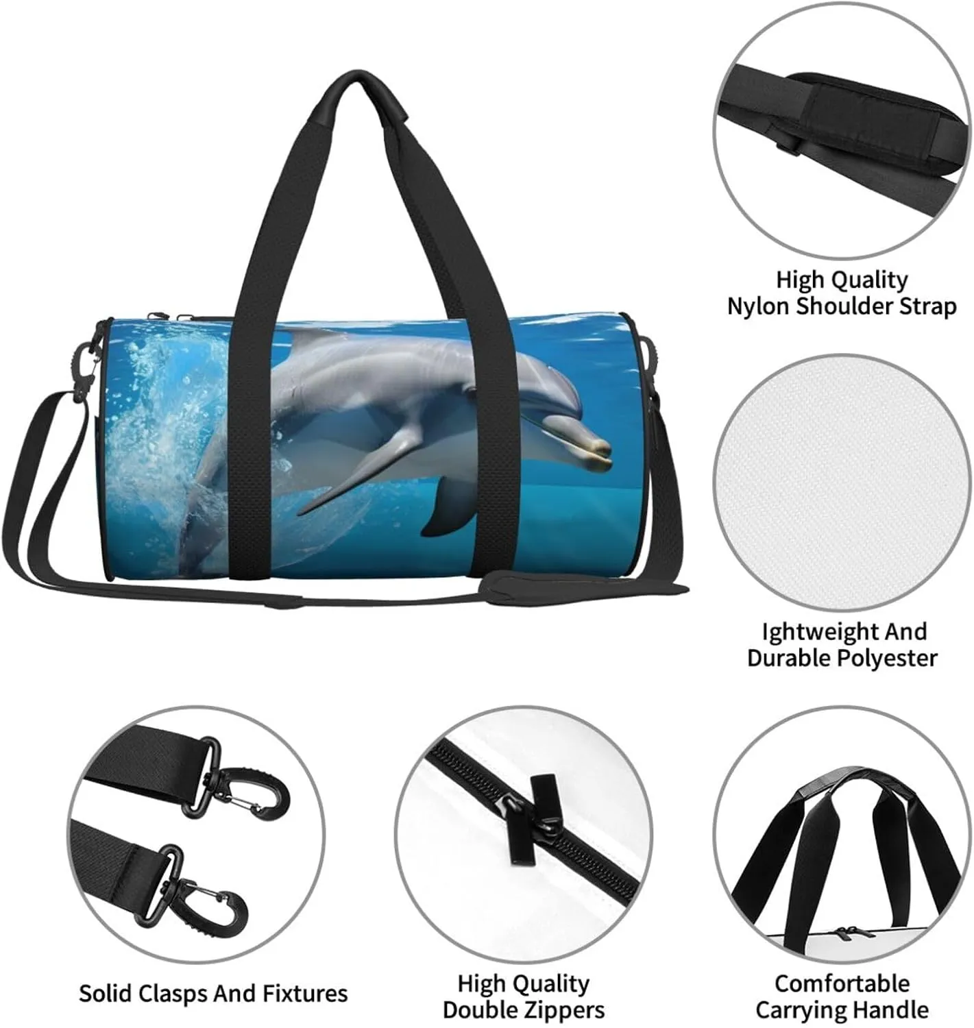 Travel Duffel Bag Dolphin Weekender Overnight Bag For Men Women Large Capacity Sports Gym Bag Canvas Carry On Tote Bags For Travel Yoga