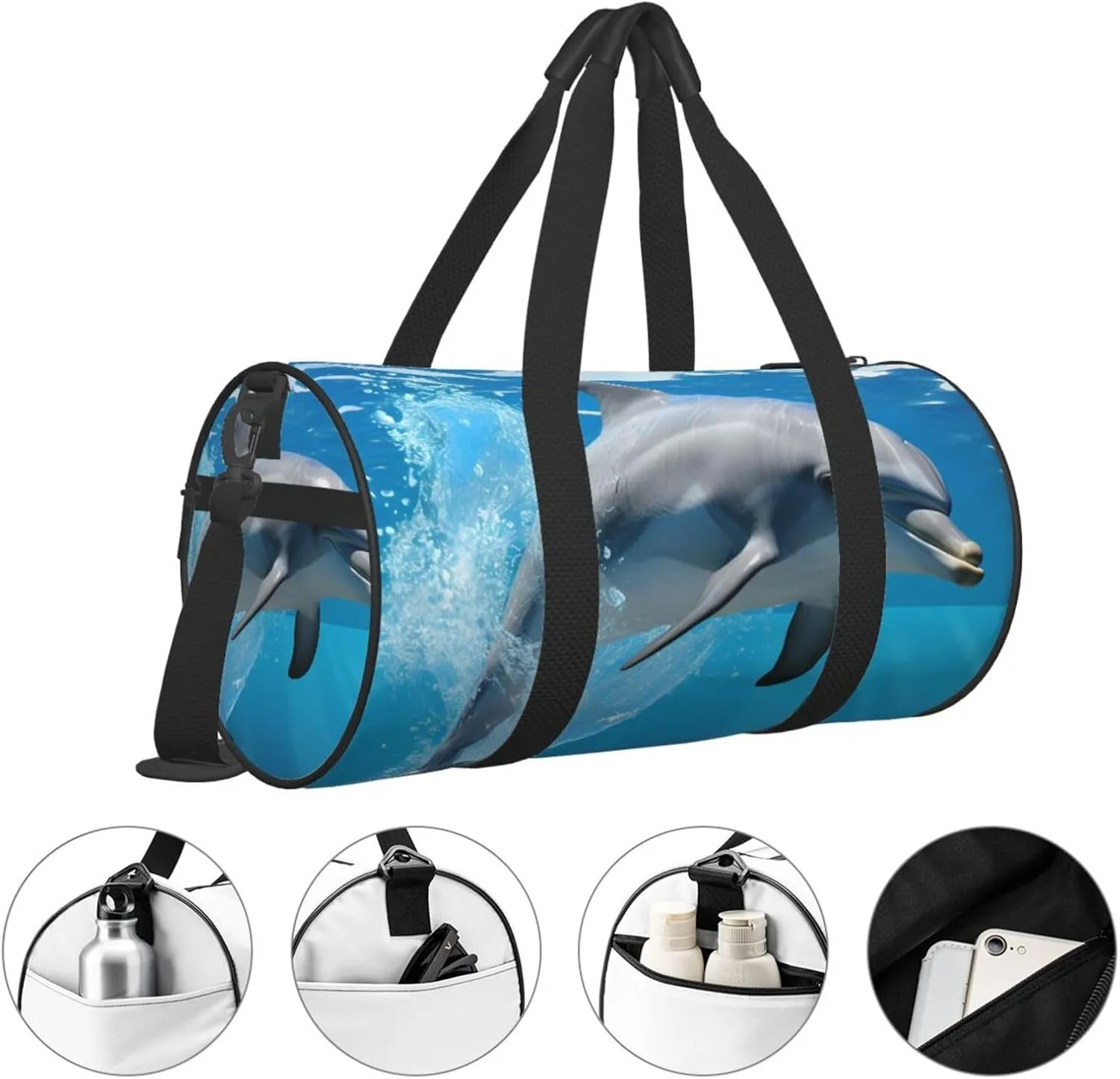 Travel Duffel Bag Dolphin Weekender Overnight Bag For Men Women Large Capacity Sports Gym Bag Canvas Carry On Tote Bags For Travel Yoga