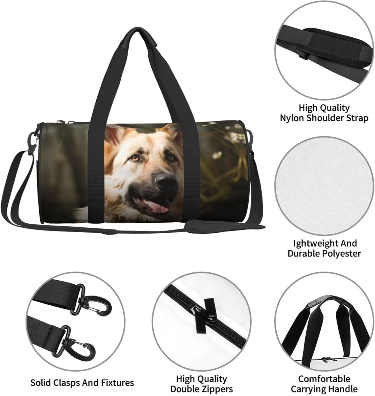 Travel Duffel Bag German Shepherd Dog Weekender Overnight Bag For Men Women Large Capacity Sports Gym Bag Canvas Carry On Tote Bags For Travel Yoga
