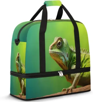 Travel Duffel Bags Animals Lizard Foldable Weekender Bags for Women with Shoes Compartment Waterproof & Tear Resistant Carry on Overnight Luggage Duffel Bag Shoulder Sports Tote Bag,B-747