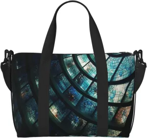Travel Duffel Bags Personal Item Bag Carry on Luggage Bag Training Handbag Lightweight Waterproof Sports Gym Bag Spiral Curve Glass Weekender Bag for Women Men