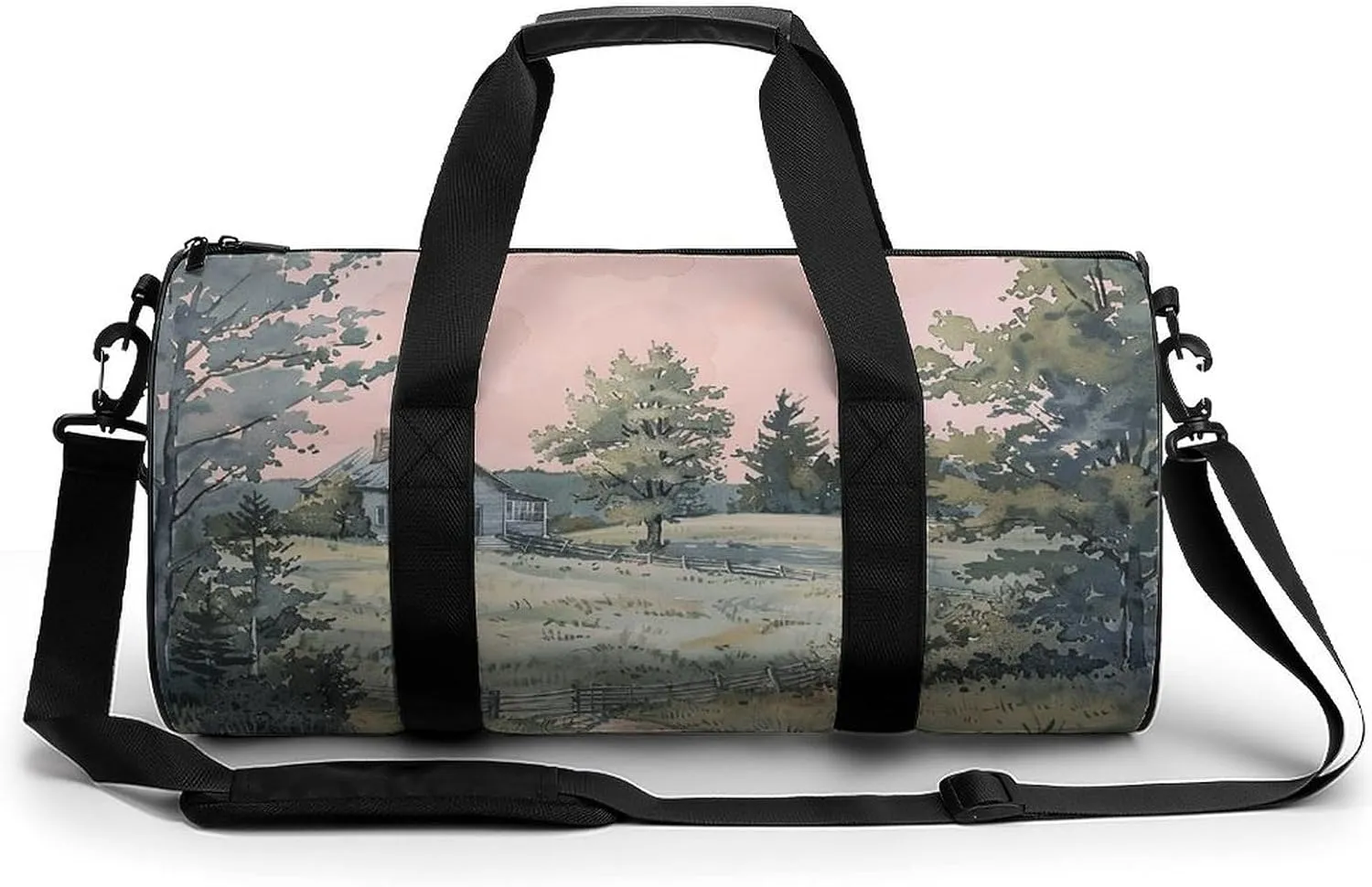 Travel Duffle Bag Old Farmhouse Cabin Weekender Bags for Women Large Capacity Travel Overnight Bags Foldable Carry On Tote Bags Lightweight Sport Gym Bag For Travel/Gift, 17.7in/9in/9in, white