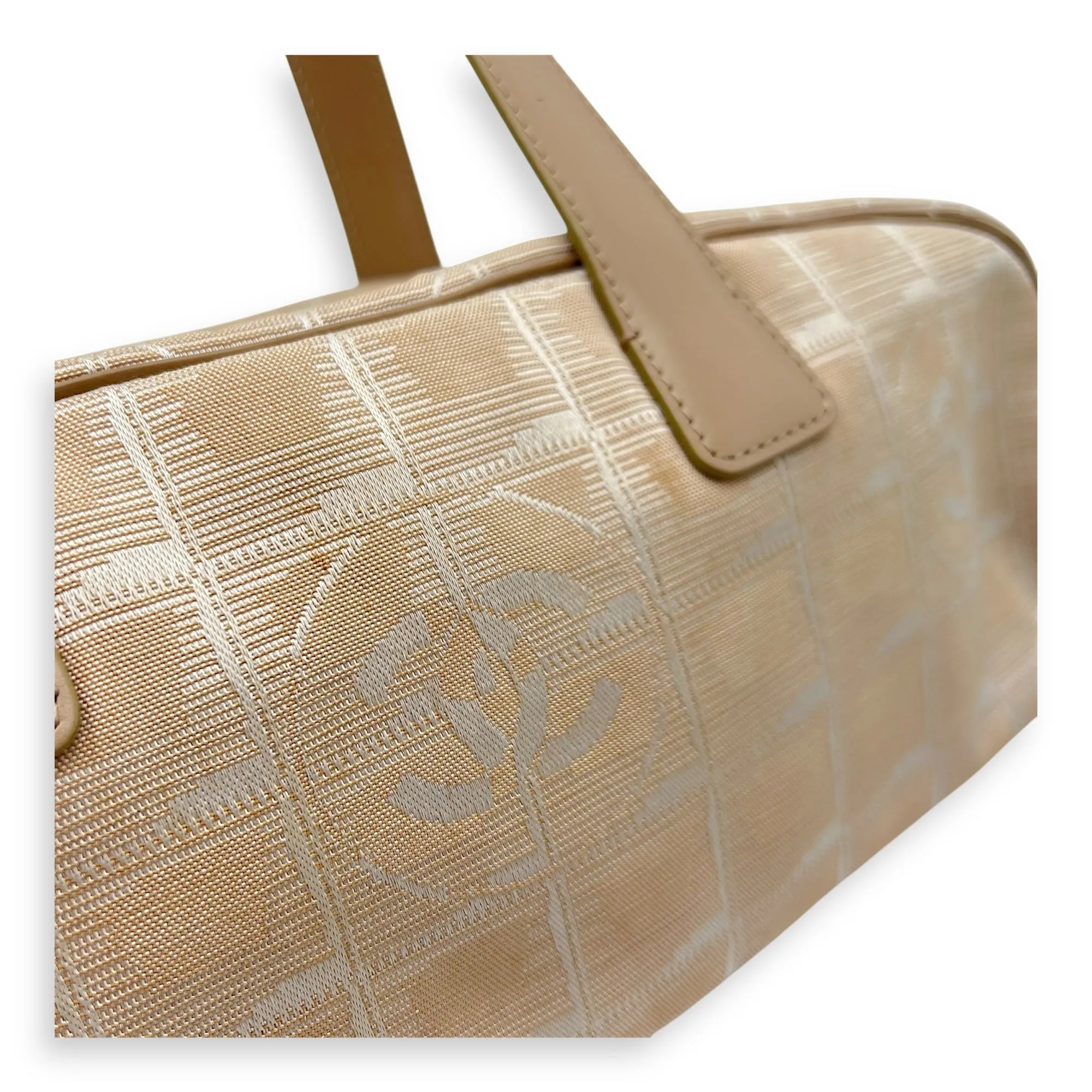 Travel Line Top Handle Bag Beige in Canvas, Gold hardware