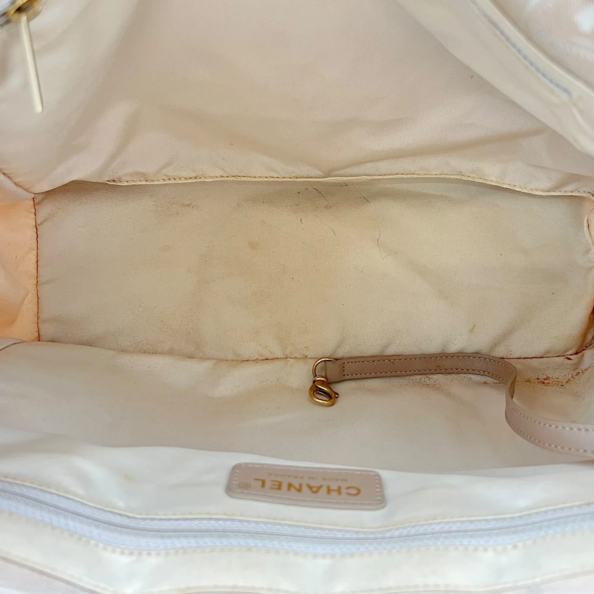 Travel Line Top Handle Bag Beige in Canvas, Gold hardware