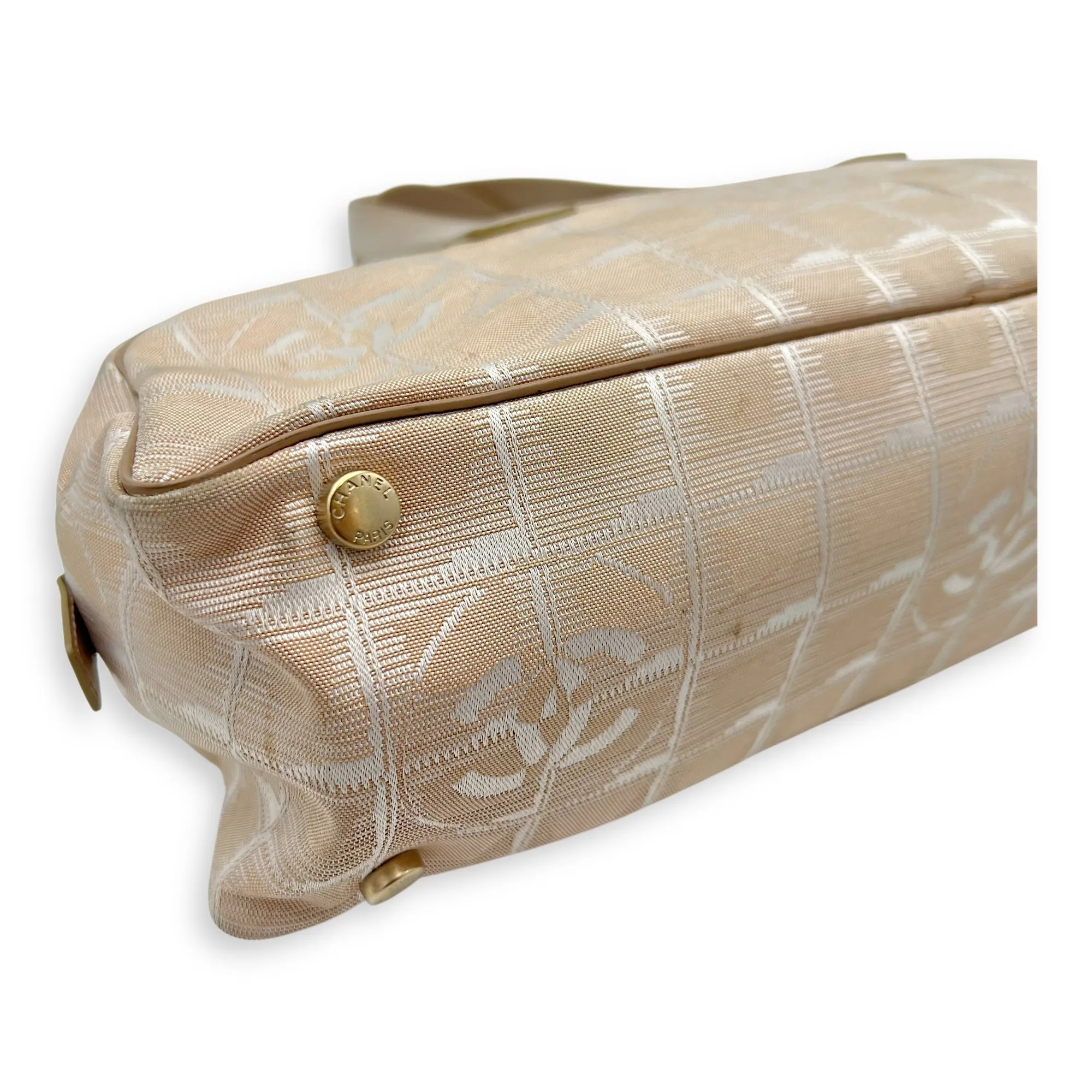 Travel Line Top Handle Bag Beige in Canvas, Gold hardware