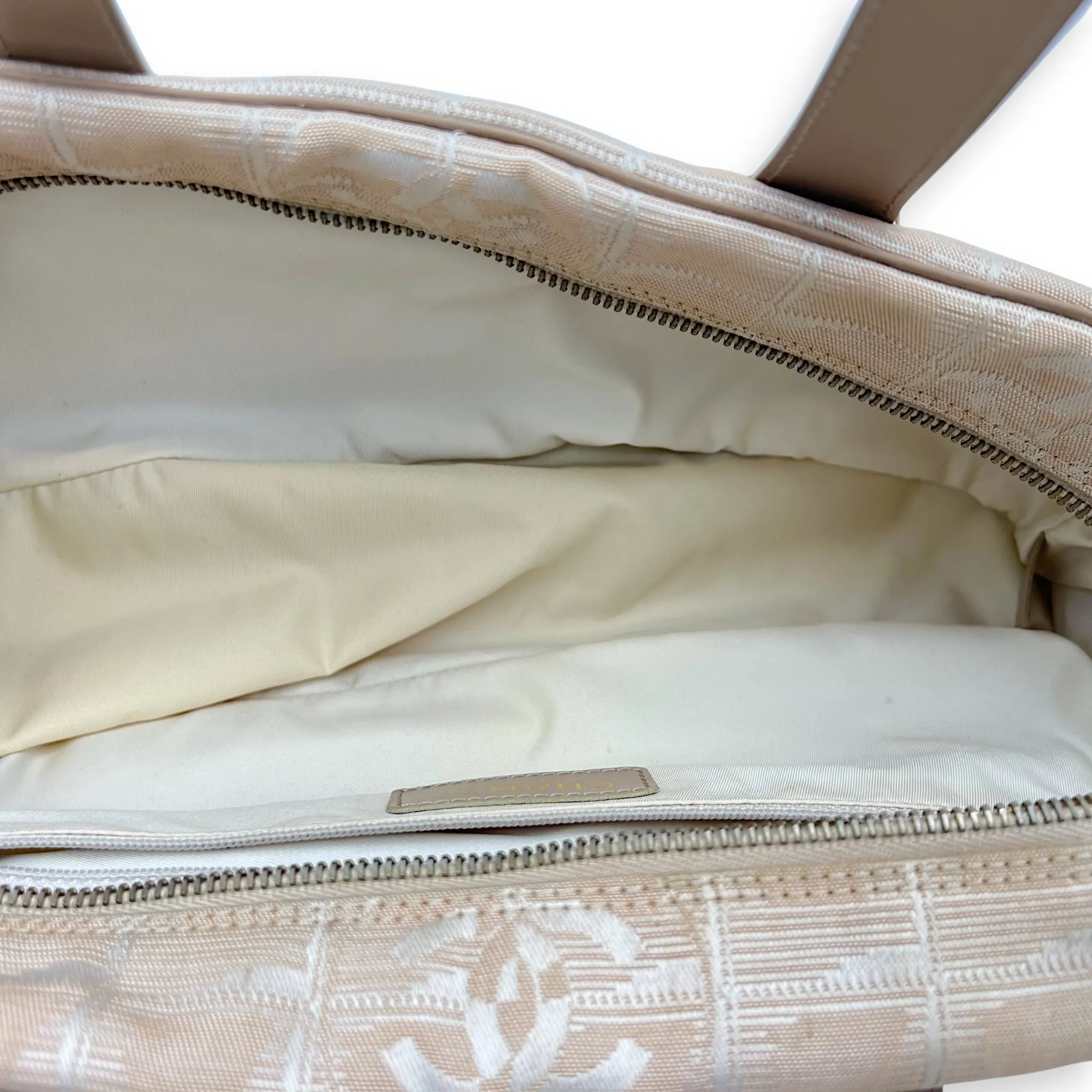 Travel Line Top Handle Bag Beige in Canvas, Gold hardware