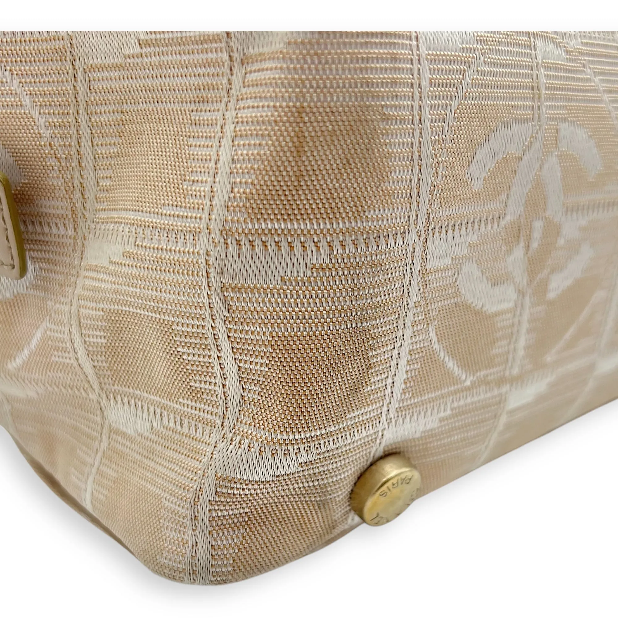 Travel Line Top Handle Bag Beige in Canvas, Gold hardware