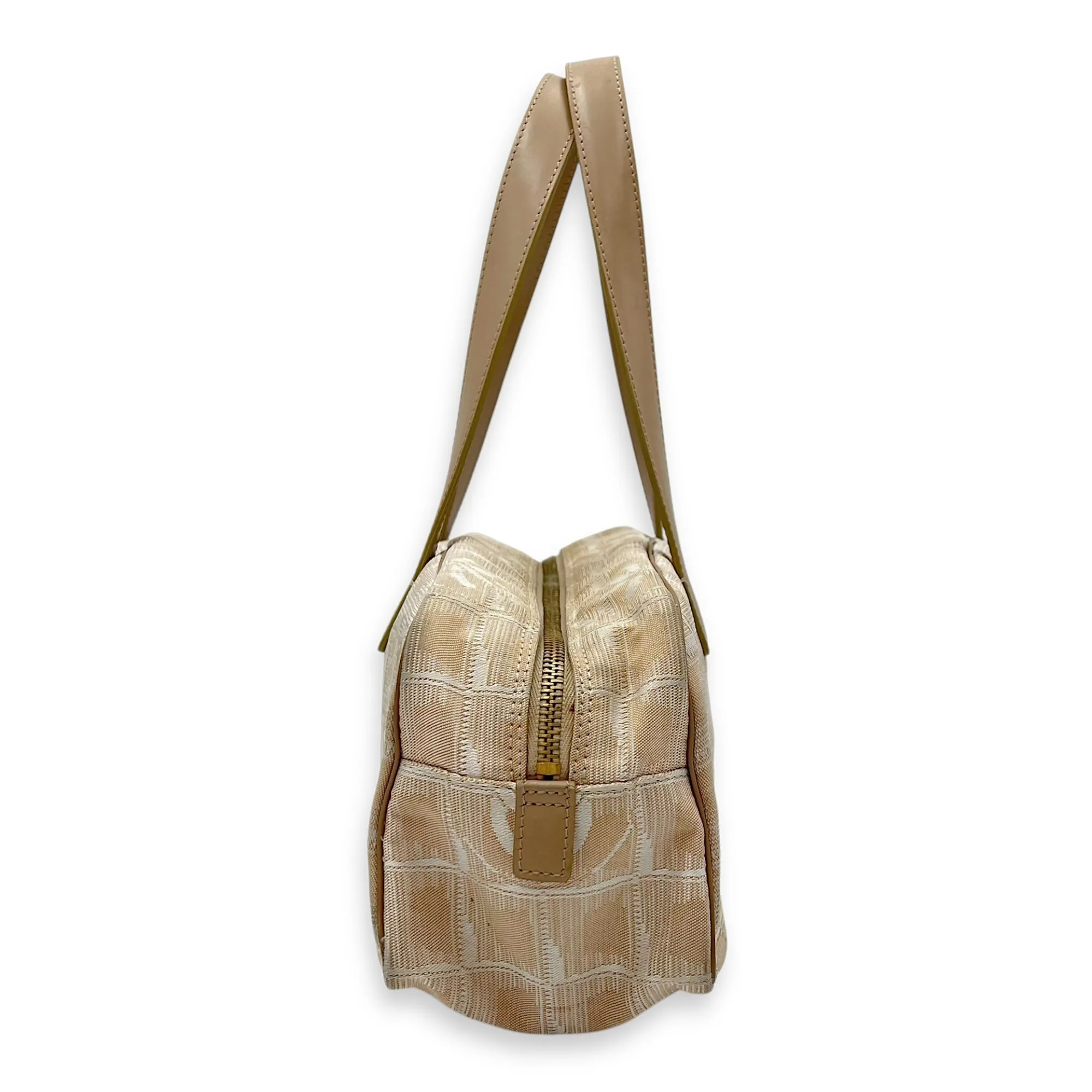 Travel Line Top Handle Bag Beige in Canvas, Gold hardware