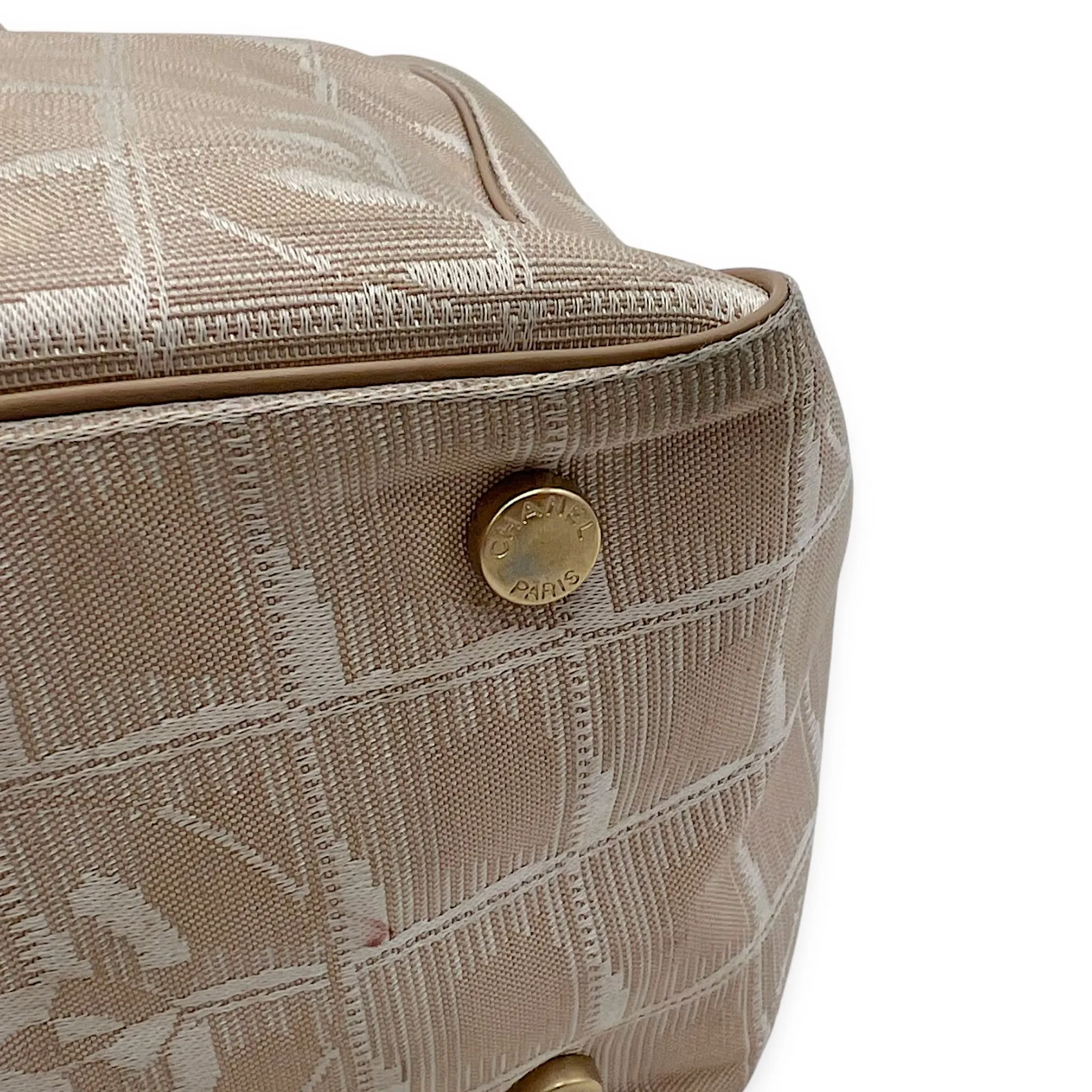 Travel Line Top Handle Bag Beige in Canvas, Gold hardware