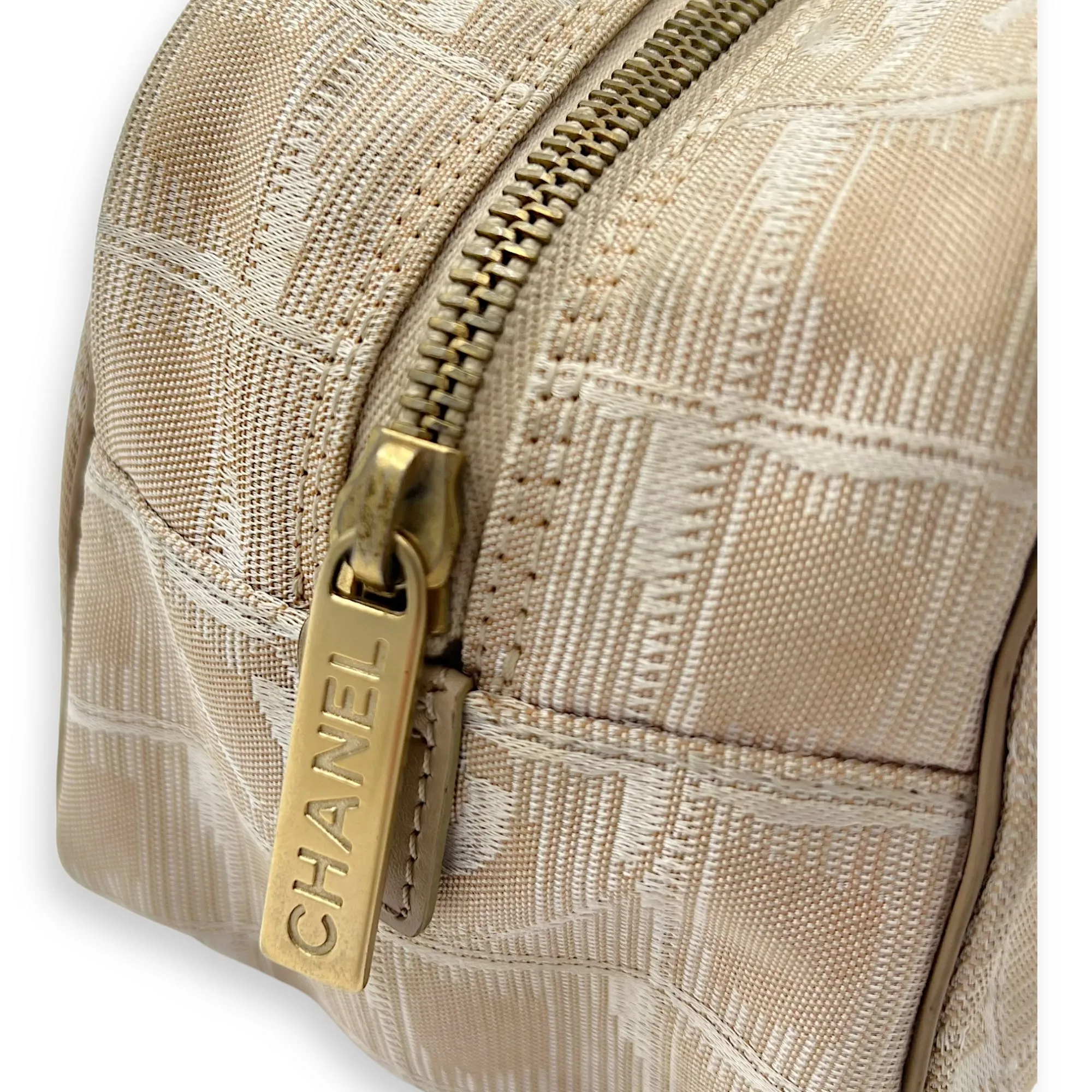 Travel Line Top Handle Bag Beige in Canvas, Gold hardware