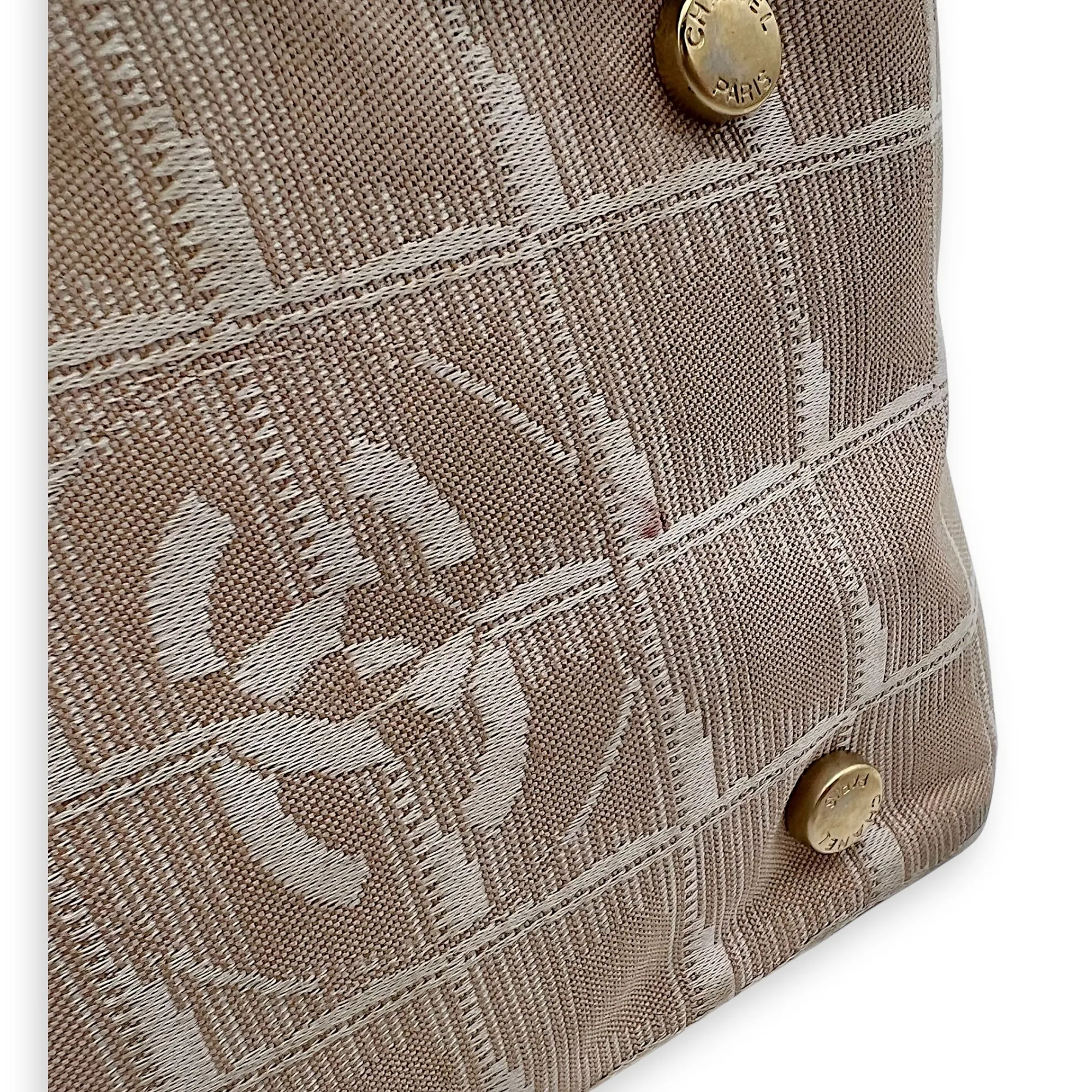Travel Line Top Handle Bag Beige in Canvas, Gold hardware