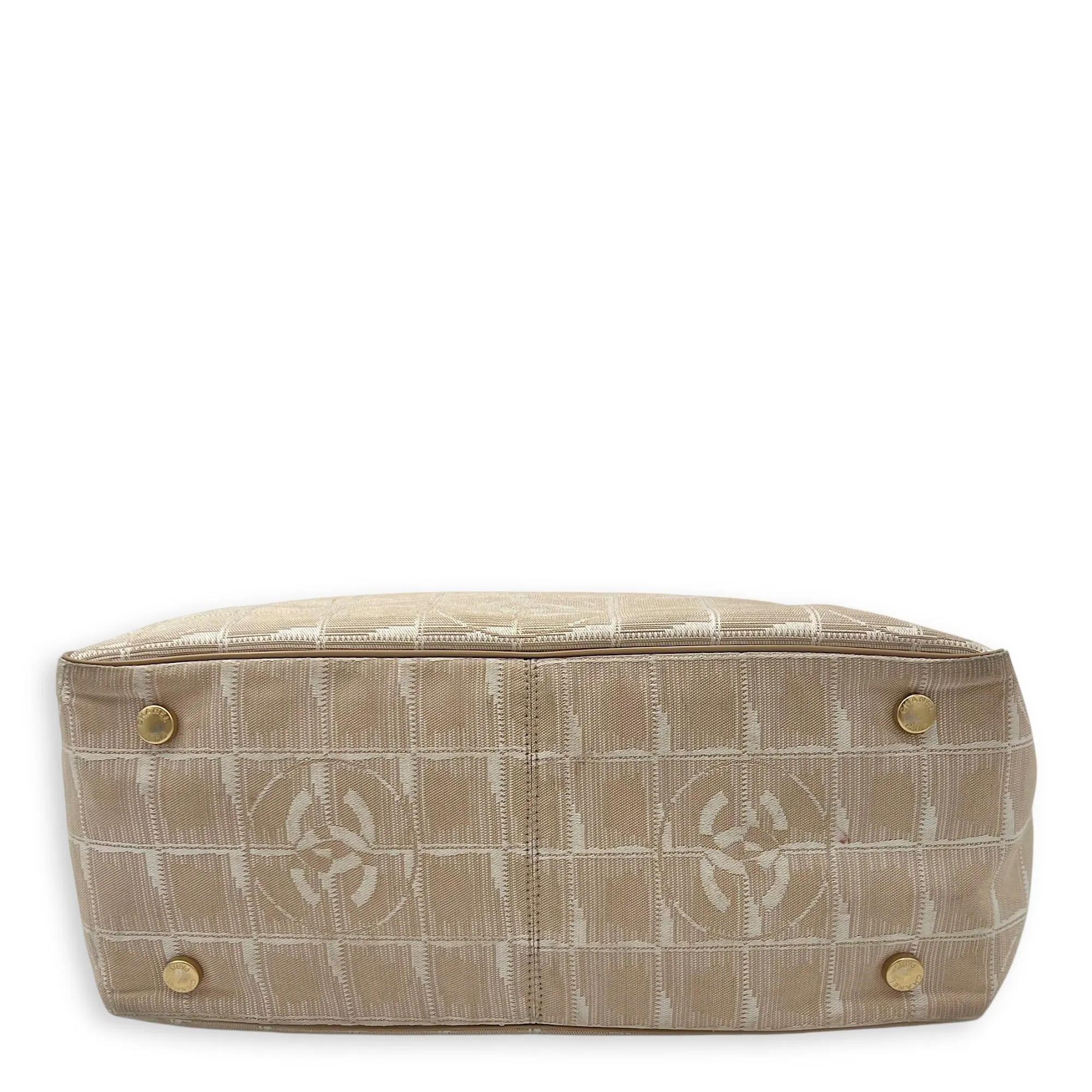 Travel Line Top Handle Bag Beige in Canvas, Gold hardware
