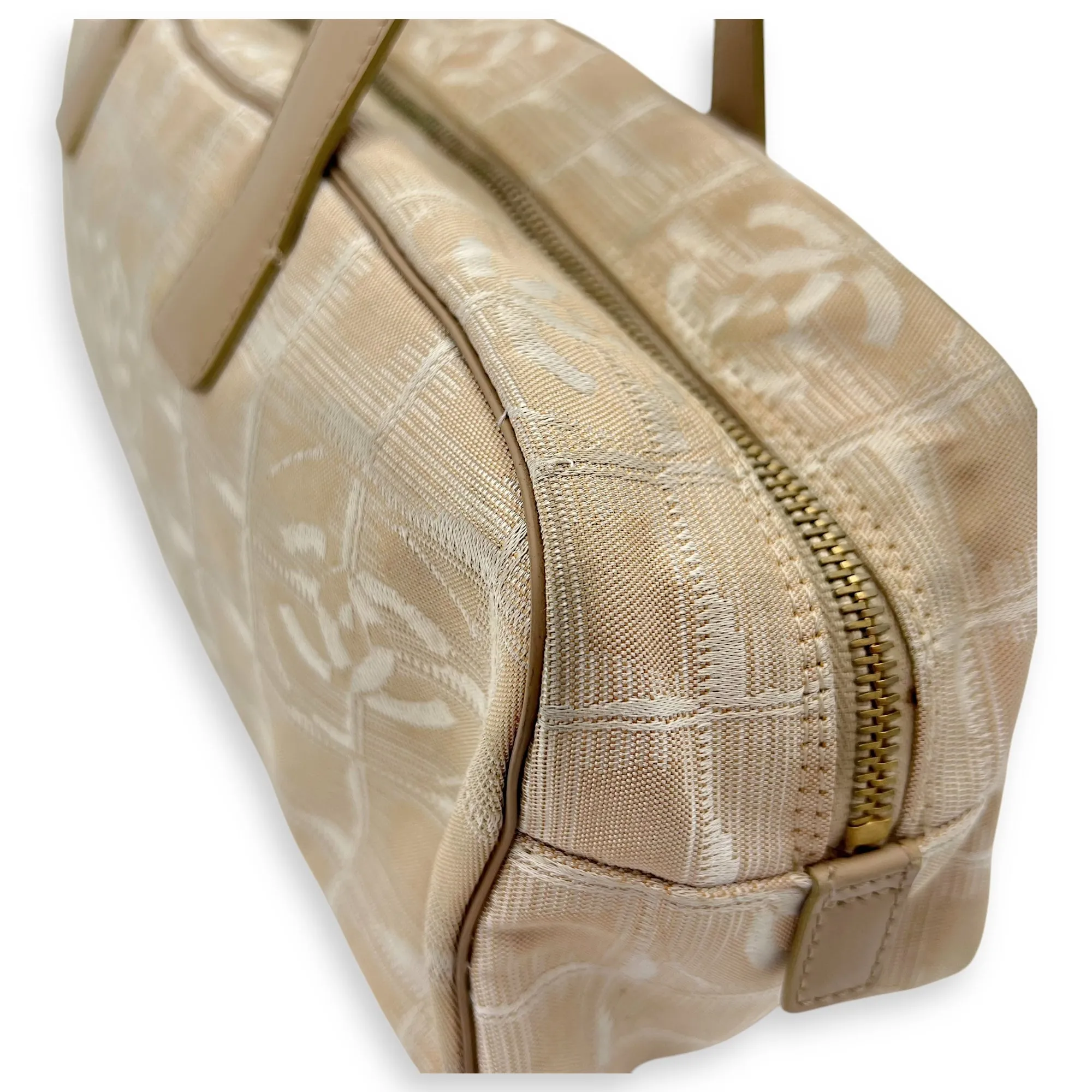 Travel Line Top Handle Bag Beige in Canvas, Gold hardware