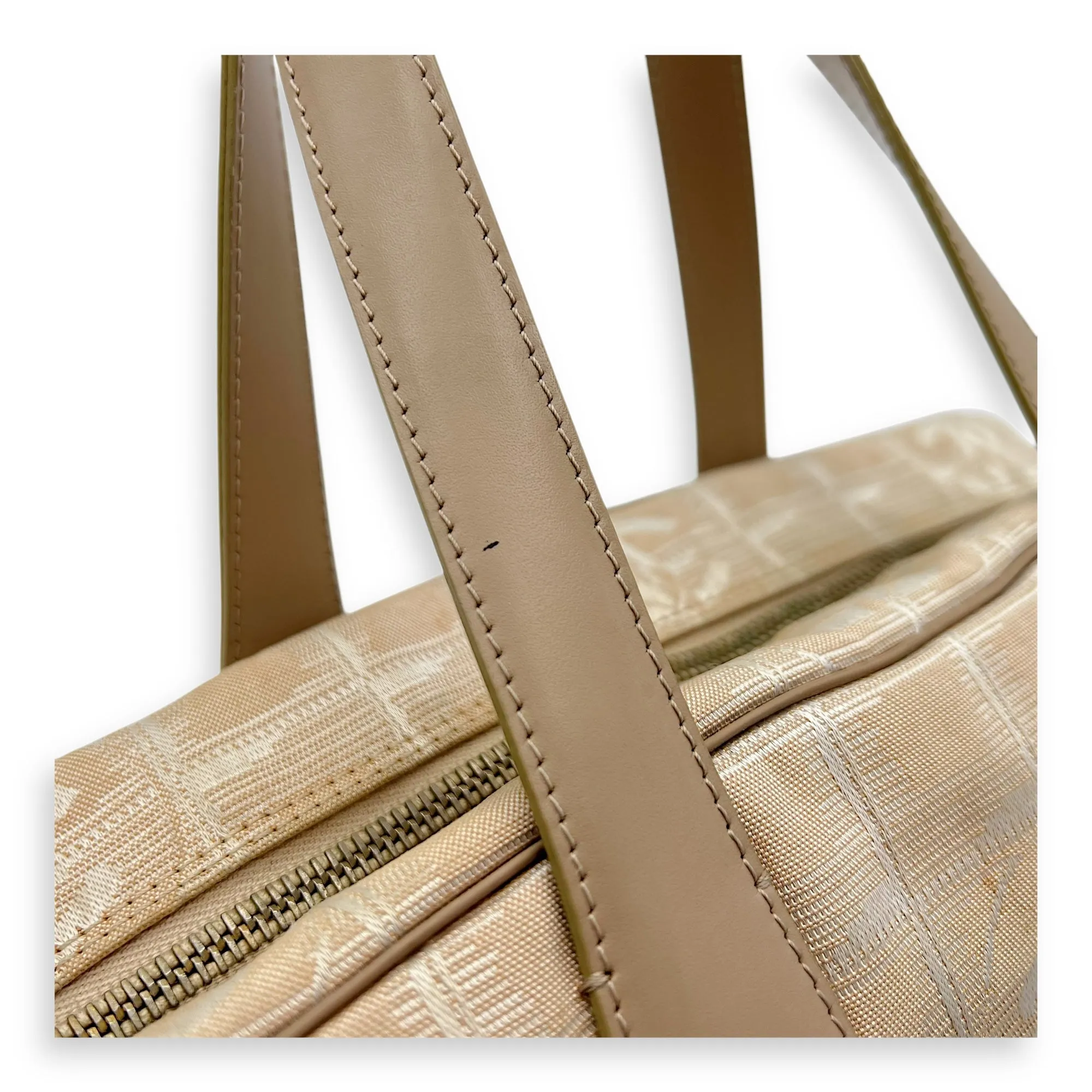 Travel Line Top Handle Bag Beige in Canvas, Gold hardware