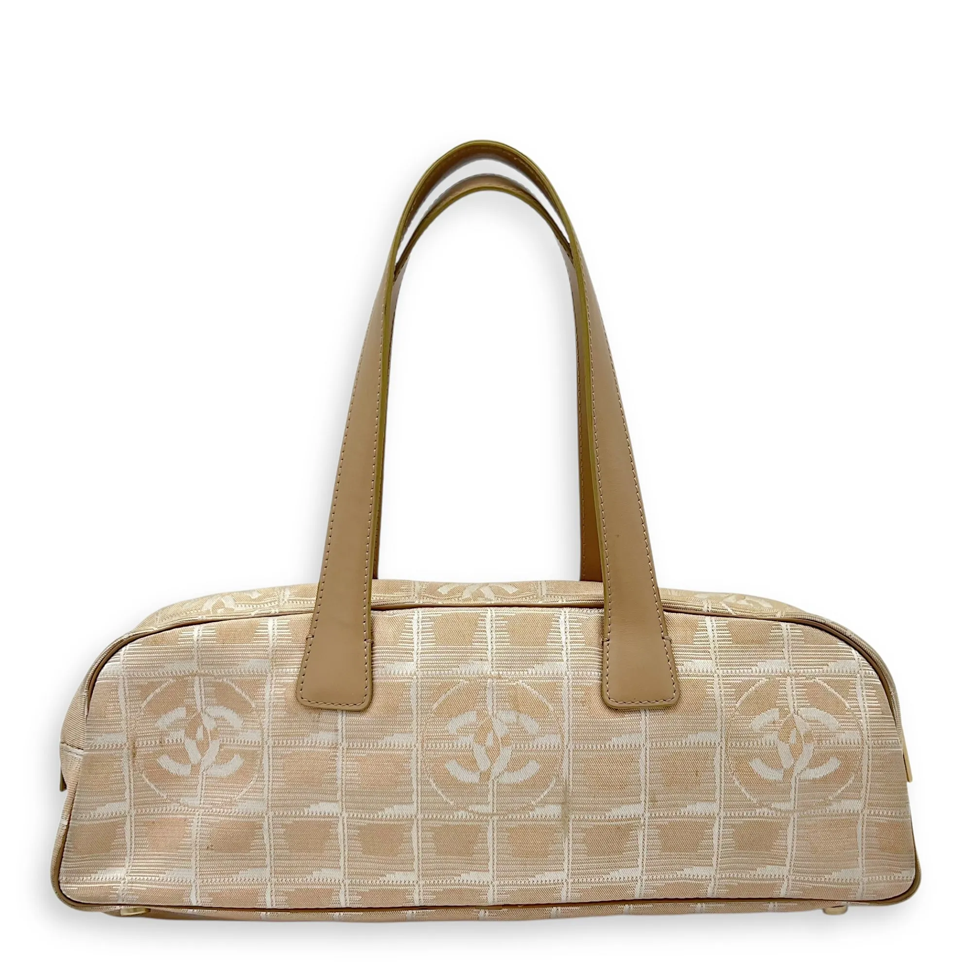 Travel Line Top Handle Bag Beige in Canvas, Gold hardware
