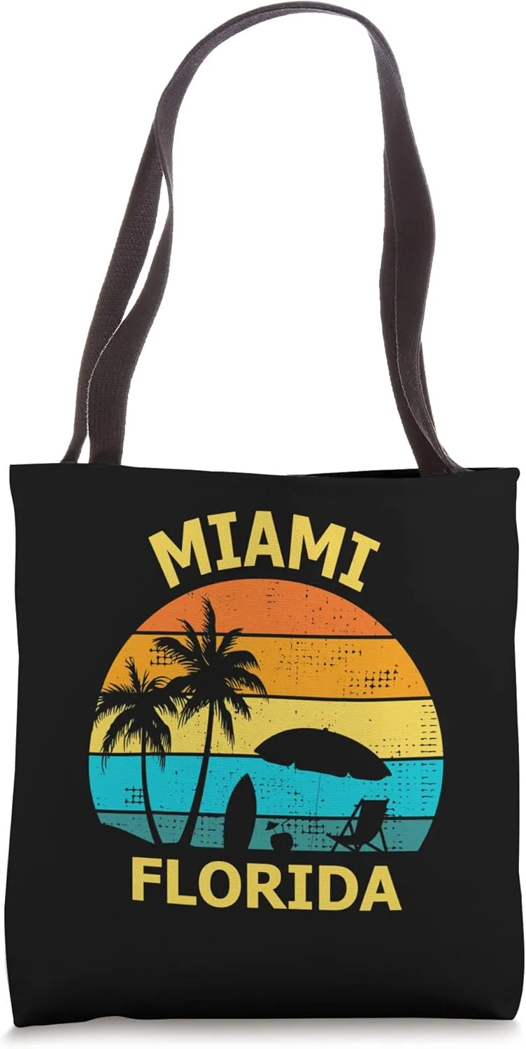 Travel Miami Florida Vacation Souvenir Tote Bag