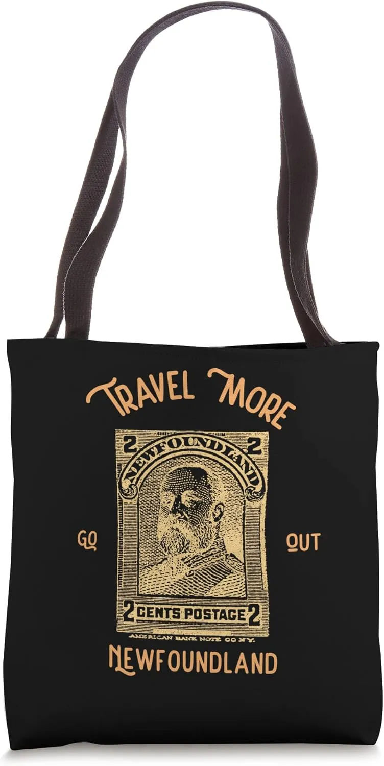 Travel More Vintage Postage Stamp Newfoundland Tote Bag