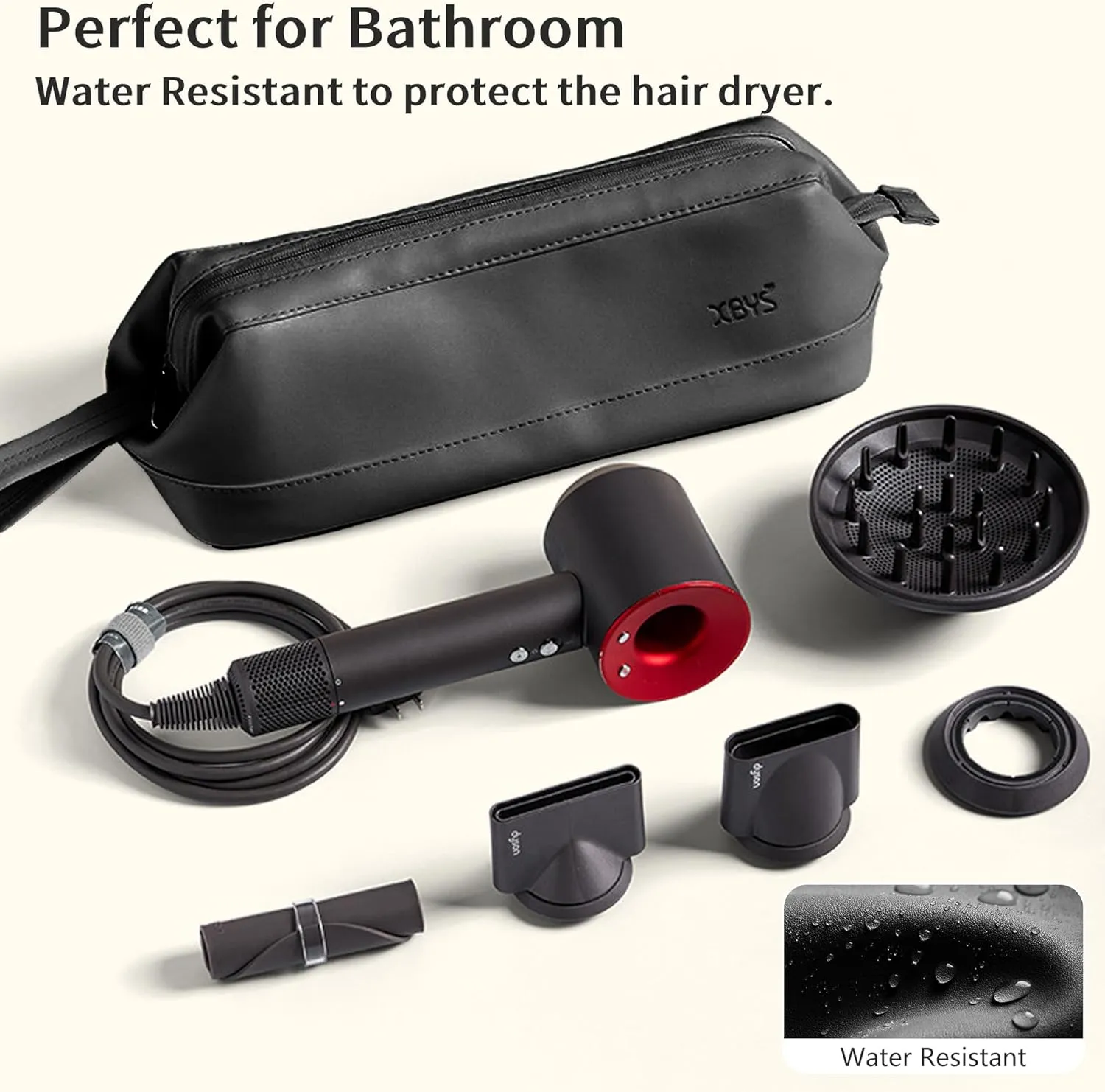 Travel Storage Bag for Dyson Airwrap/Shark Flexstyle Complete Styler and Attachments, Portable Handheld Travel Case, Waterproof Hair Dryer Carrying Case, Organizer Bag with Large Opening (Black)
