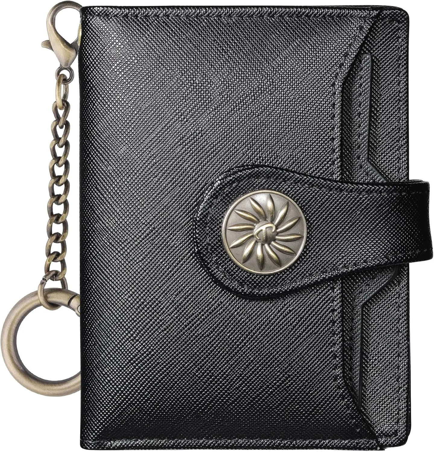 Travelambo Small Womens Wallet with 2 ID Windows, RFID Blocking Bifold Leather Card Holder Purse with Zipper Coin Pocket