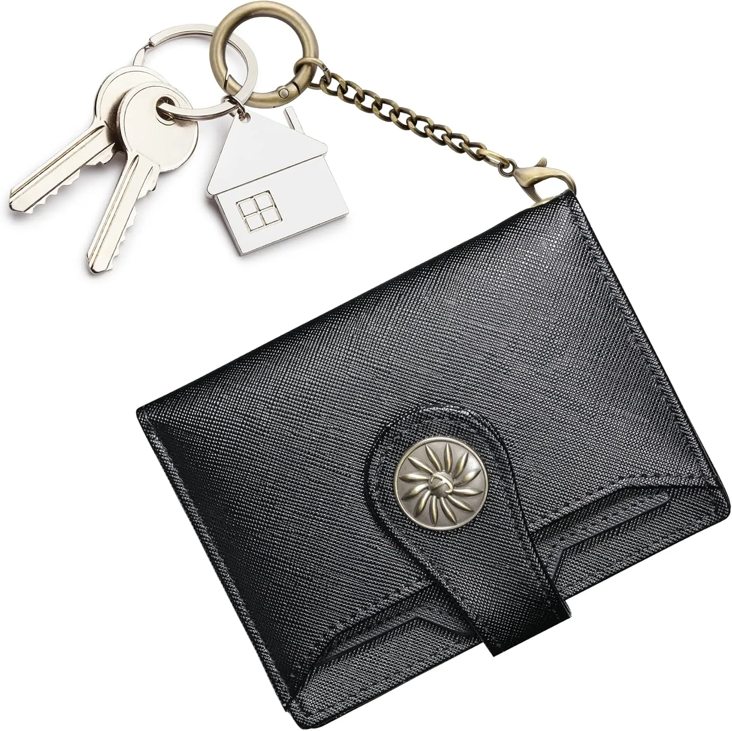 Travelambo Small Womens Wallet with 2 ID Windows, RFID Blocking Bifold Leather Card Holder Purse with Zipper Coin Pocket