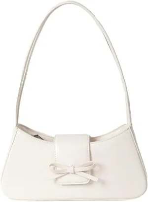 Trendy Shoulder Bag for Women Crescent Hobo Handbags Small Y2K Purses Patent Leather Clutch Bag Cute Bow Purse 2025