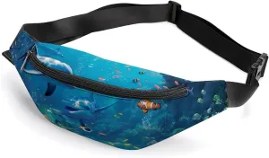 Tropical Fish Coral Reef in Deep Sea Crossbody Fanny Pack Waist Packs Adjustable Shoulder Bags Sling Bag for Hiking Running Cycling