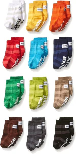 Trumpette Unisex-Baby Perfect Little Dozen Milestone Baby Socks, Multi, 0-12 Months