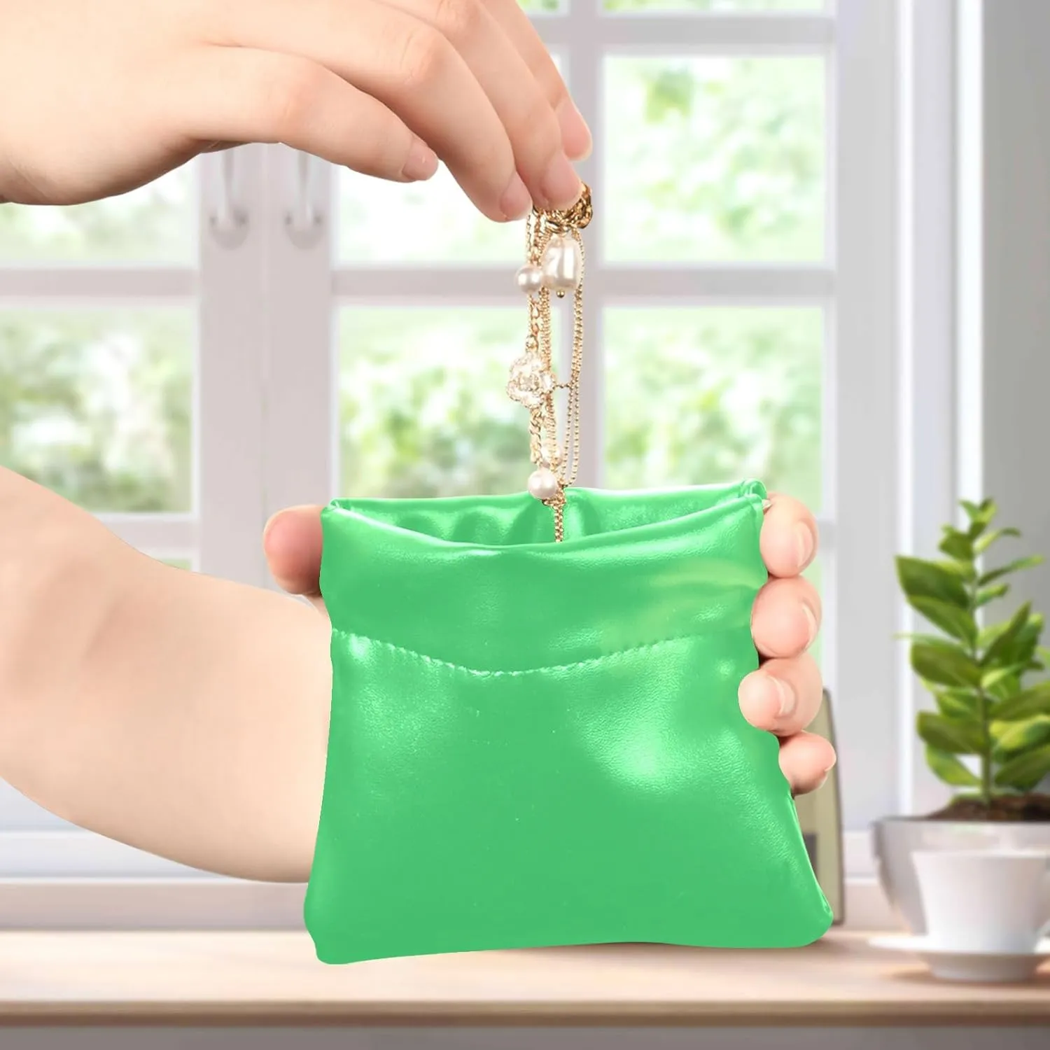 Turquoise Green Women Cute Coin Purse Leather Colorful Squeeze Change Holder Card Pouch
