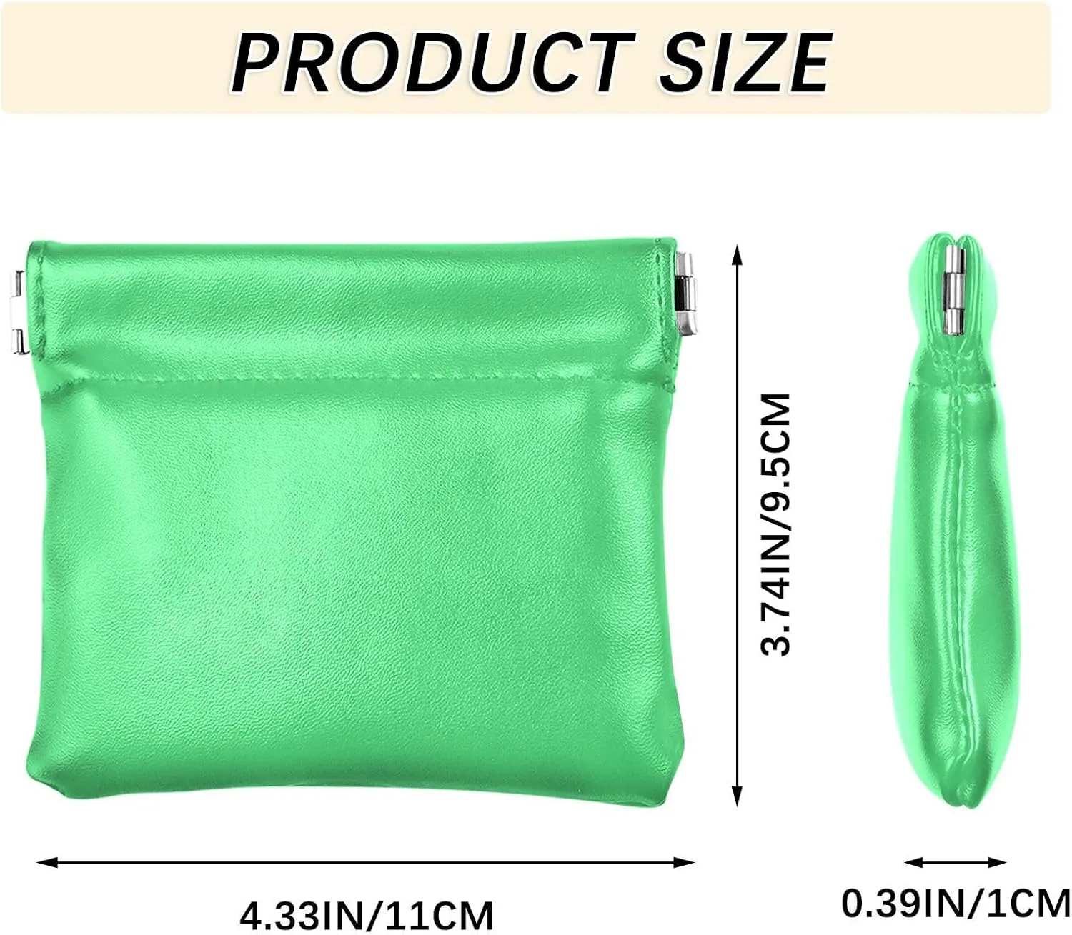 Turquoise Green Women Cute Coin Purse Leather Colorful Squeeze Change Holder Card Pouch