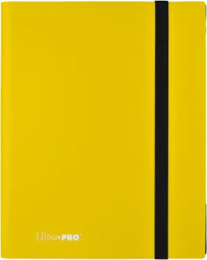 Ultra PRO 9 Pocket Lemon Yellow Pro Trading Card Binder - Holds 360 Cards for Pokemon Cards, Baseball Cards, Sports Cards - Archival-Safe Card Holder with Side-Loading Pockets, Elastic Strap Closure