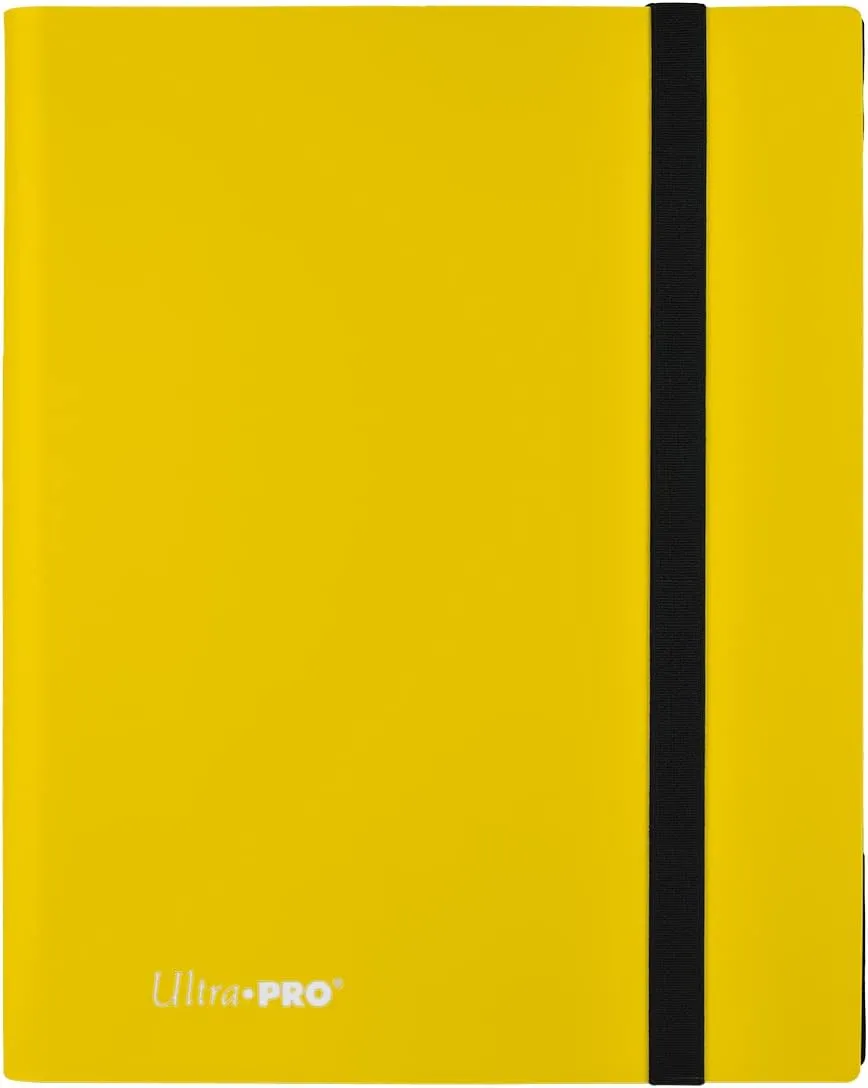 Ultra PRO 9 Pocket Lemon Yellow Pro Trading Card Binder - Holds 360 Cards for Pokemon Cards, Baseball Cards, Sports Cards - Archival-Safe Card Holder with Side-Loading Pockets, Elastic Strap Closure