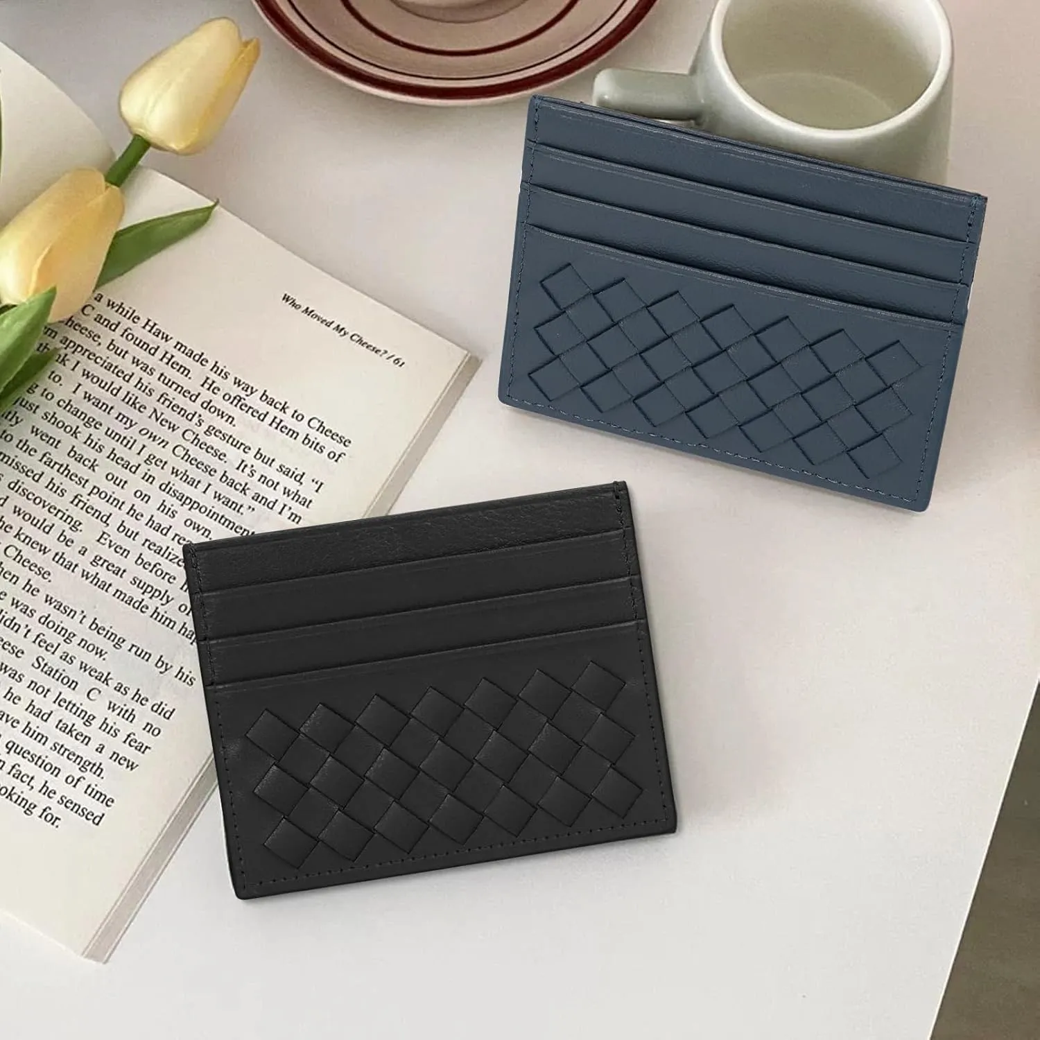 Unaone Slim Minimalist Wallet - Credit Card Holder, Leather Front Pocket Wallet Card Case for Men & Women, Blue