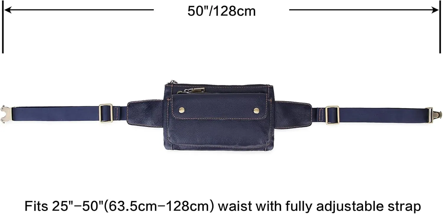 Unisex Brown Genuine Leather Waist Bag Messenger Fanny Pack Bum Bag For Men Women Travel Sports Running Hiking