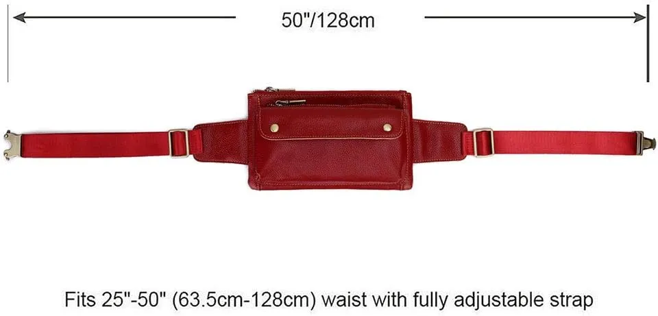 Unisex Brown Genuine Leather Waist Bag Messenger Fanny Pack Bum Bag For Men Women Travel Sports Running Hiking
