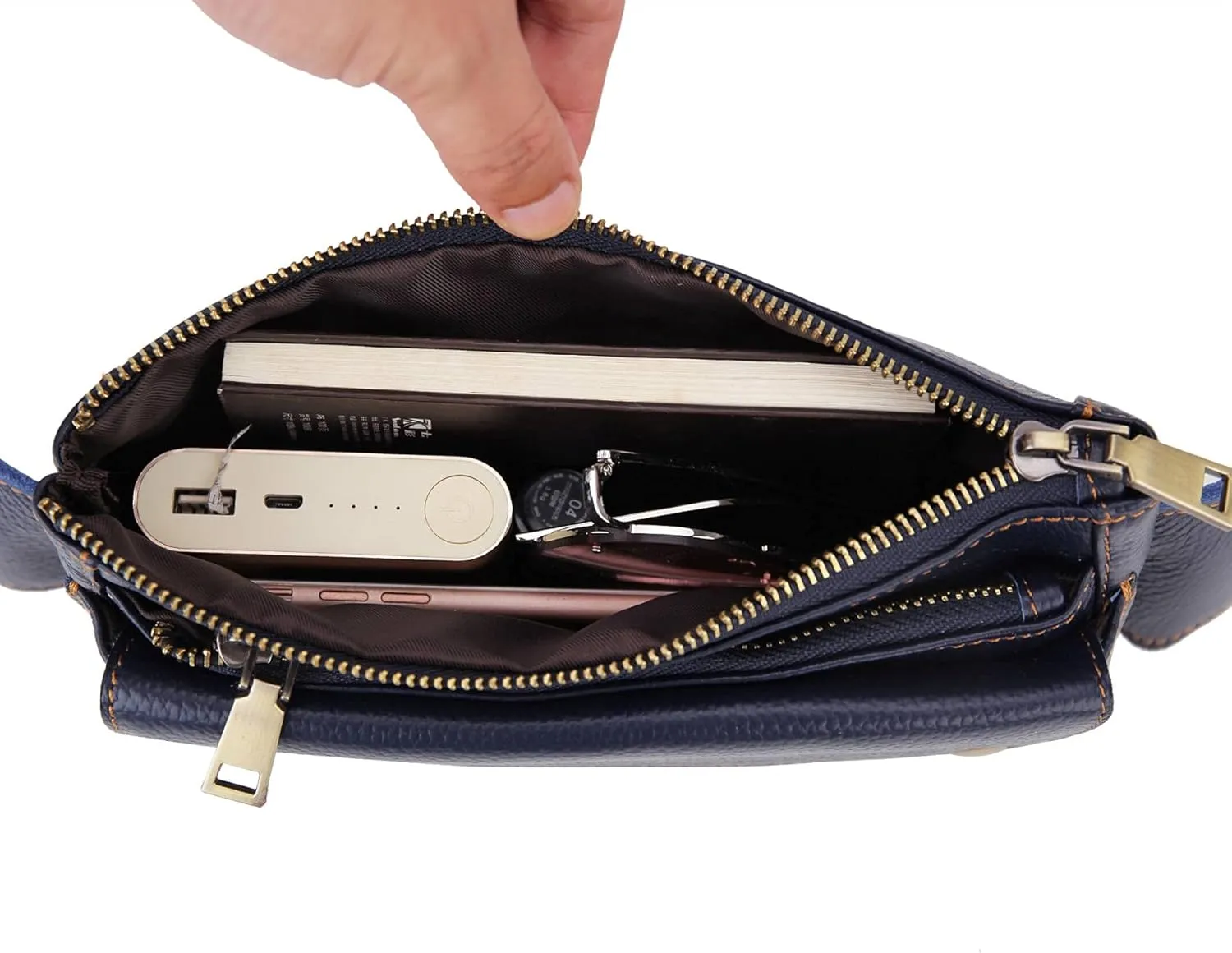 Unisex Brown Genuine Leather Waist Bag Messenger Fanny Pack Bum Bag For Men Women Travel Sports Running Hiking
