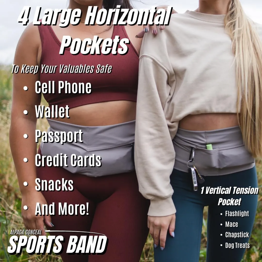 Unisex Running Belt, Running Fanny Pack Women, Phone Holder for Running, Workout Belt for Women, Slim Running Belt with 4 Secure Pockets, Runner Belt for Phone, Keys, Passport, and More