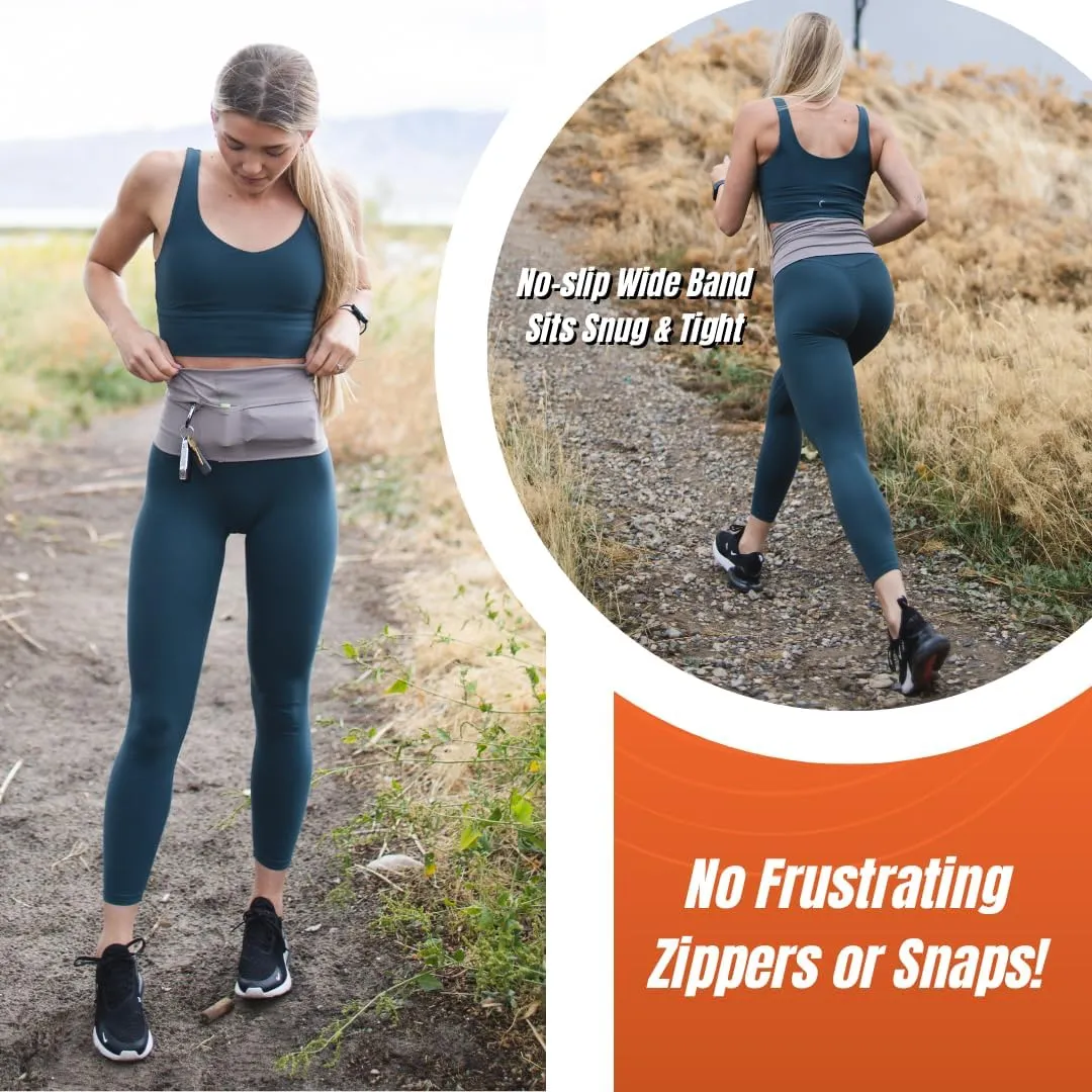 Unisex Running Belt, Running Fanny Pack Women, Phone Holder for Running, Workout Belt for Women, Slim Running Belt with 4 Secure Pockets, Runner Belt for Phone, Keys, Passport, and More