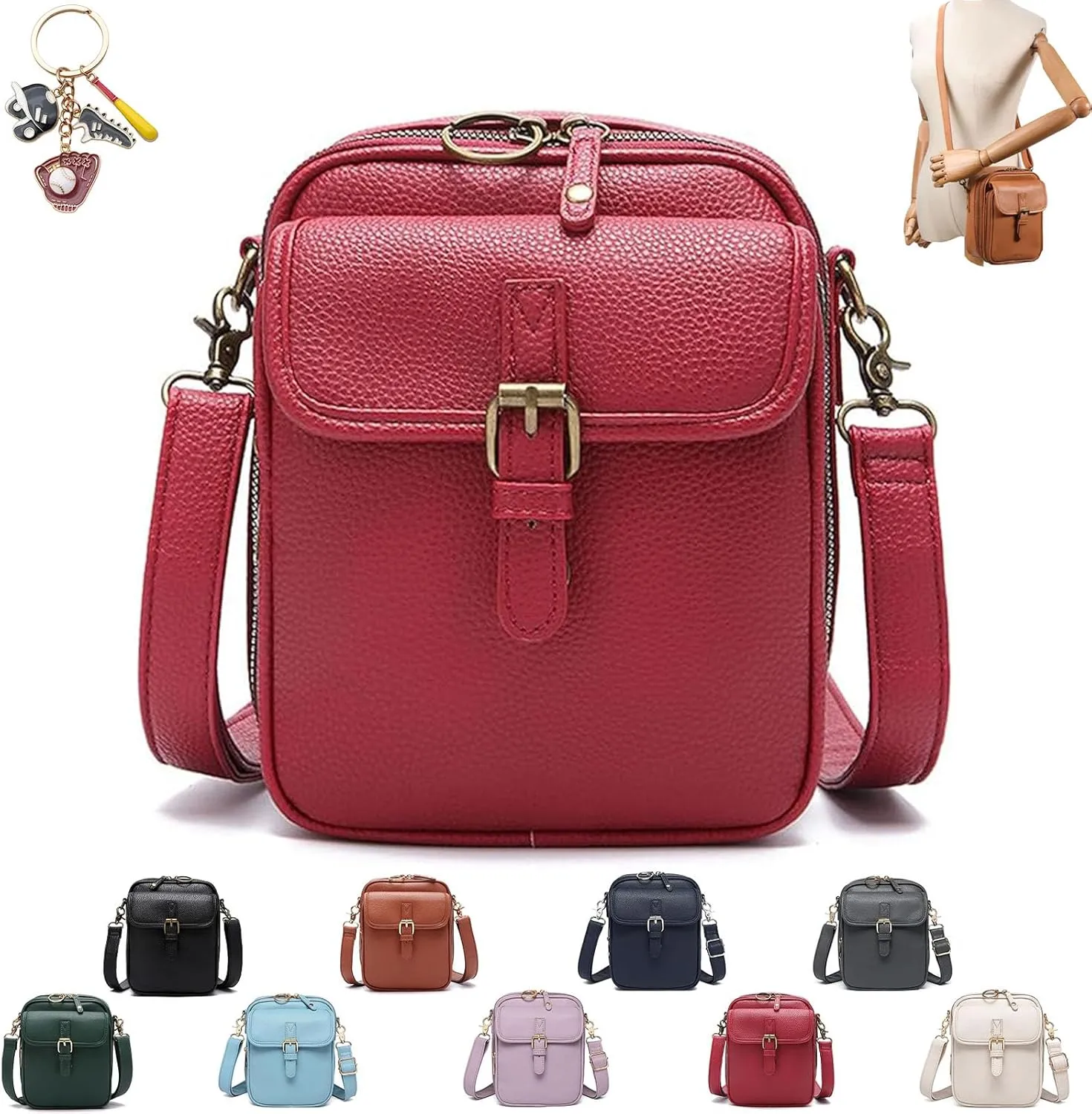 Urvash Crossbody Leather Bag for Women, Adjustable Shoulder Strap, Multi-Slot Multifunctional Large Capacity Bags