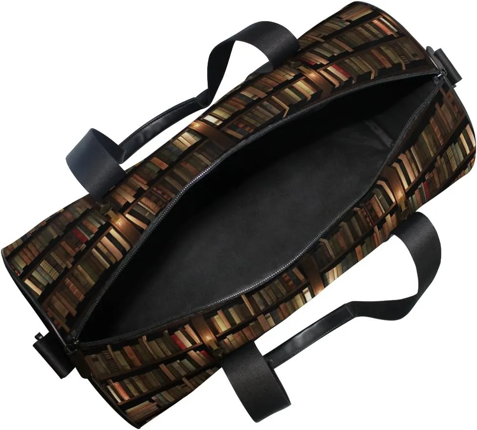 Use4 Two-Storied Bookshelf Bookworm Travel Duffel Bag Sport Gym Luggage Bag for Men Women
