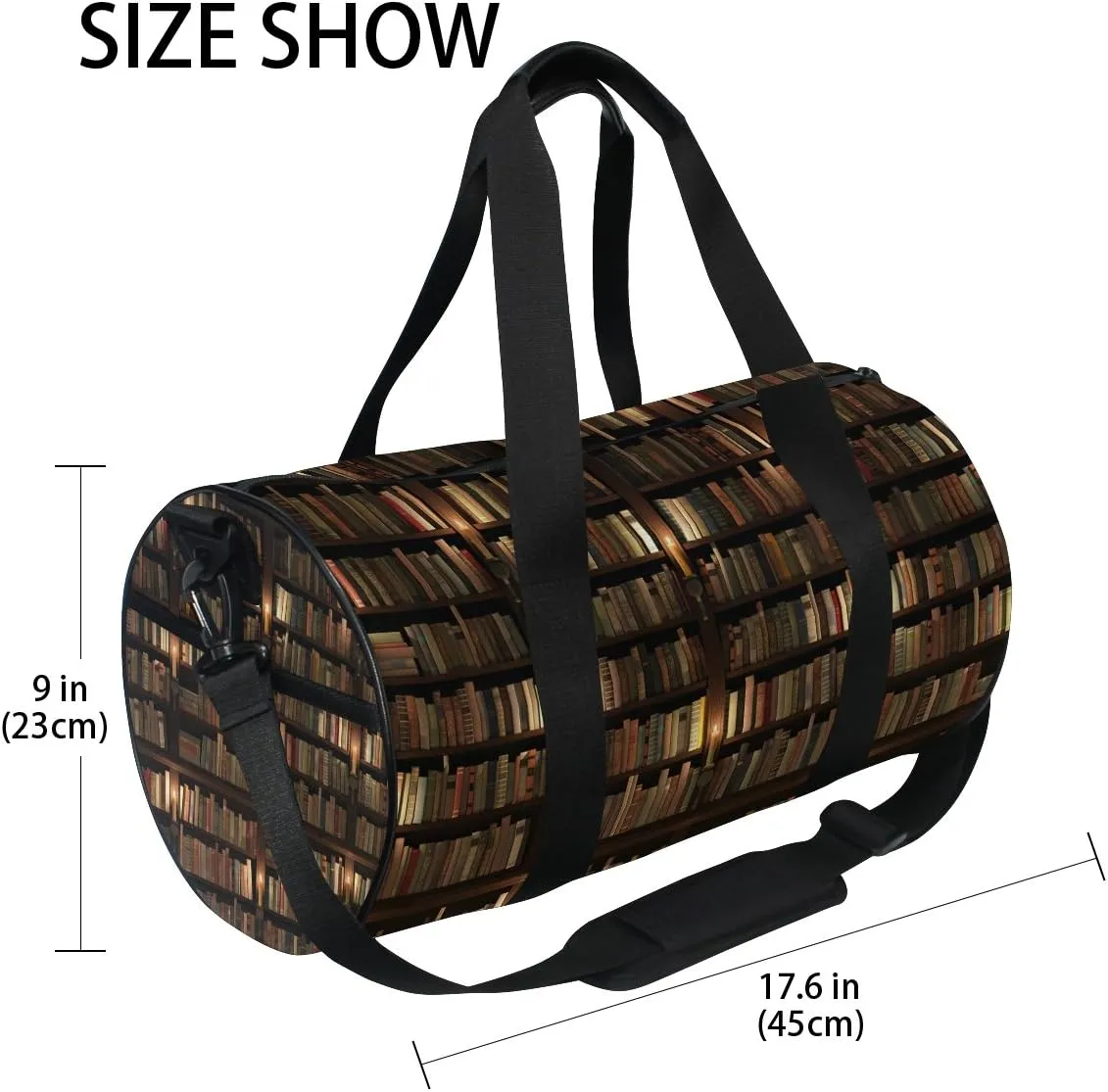 Use4 Two-Storied Bookshelf Bookworm Travel Duffel Bag Sport Gym Luggage Bag for Men Women