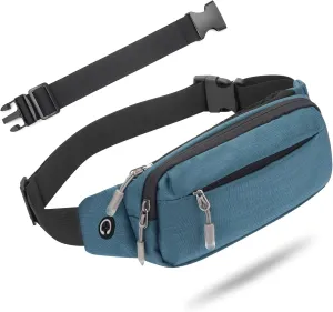 USHAKE Fanny Pack Waist Packs with Extender for Men Women, Waist Pouch Bag Hip Pack with 3-Zipper Pockets Adjustable Straps for Casual Travel Hiking Running Outdoor Sports