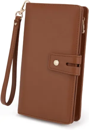 UTO Wristlet Wallet for Women Detachable Checkbook Holder Card Bill Phone Organizer Large Clutch Purse
